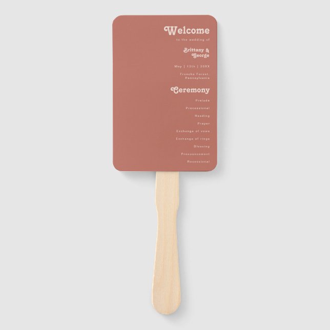 Éventail Vibes rétro simples | Vieux programme de mariage R (Devant)