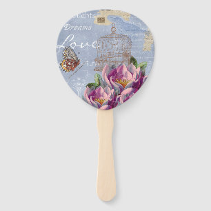 Éventail Victorian Love Thoughts Dreams Butterfly Bird Cage