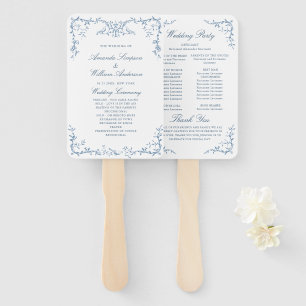 Éventail Victorian Ornate Blue Floral Wedding Programme