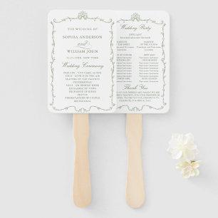 Éventail Victorian Sage Green Mariage Cerememing Programme