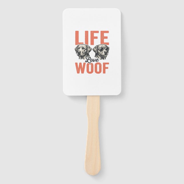 Éventail Vie Amour Woof Chien Graphisme Rétro_1 (Devant)
