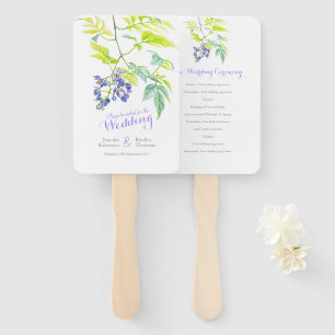 Éventail Vigne fleurie violette fleurs programme de mariage