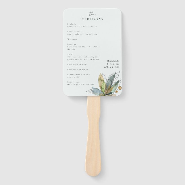 Éventail Vins romantiques minima Jardin Vert Bleu Programme (Devant)