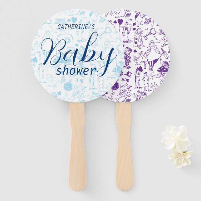 Éventail Vintage Alice au Baby shower Wonderland (Devant et derrière)