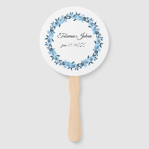 Éventail Vintage Blue Floral Programme de mariage Ventilate