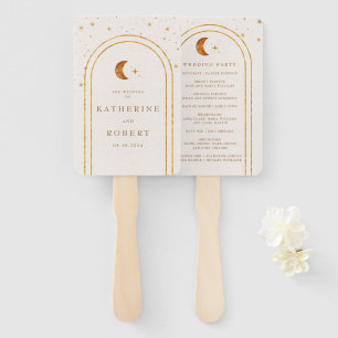 Éventail Vintage Céleste Lune Étoiles Programme de mariage