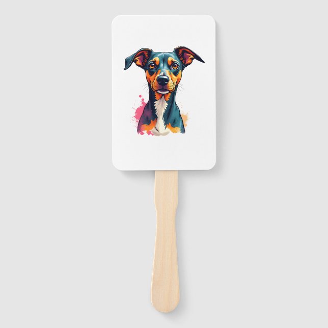 Éventail Vintage Colorful Dog Portrait Pop Art Illustration (Devant)