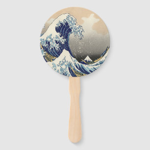Éventail vintage japonais art paysage océanique grande vagu