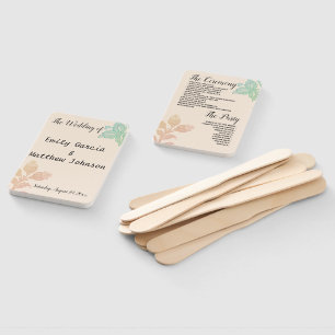 Éventail Vintage Pastel Floral Peach Green Wedding Programm