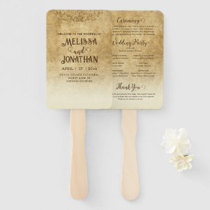 Éventail Vintage roux mariage Programme de mariées