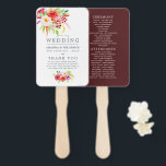 Éventail Vintage Rustic Charm Floral Wedding Programme<br><div class="desc">Fleurs d'aquarelle de style vintage ventilateurs programme de mariage avec des teintes de bordeaux,  de rougeur et de vert sauge conçus pour être rapidement et facilement customisé à vos spécificités de l'événement.</div>
