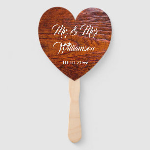 Éventail Vintage Rustic Woodgrain Mariage photo M. & Mme