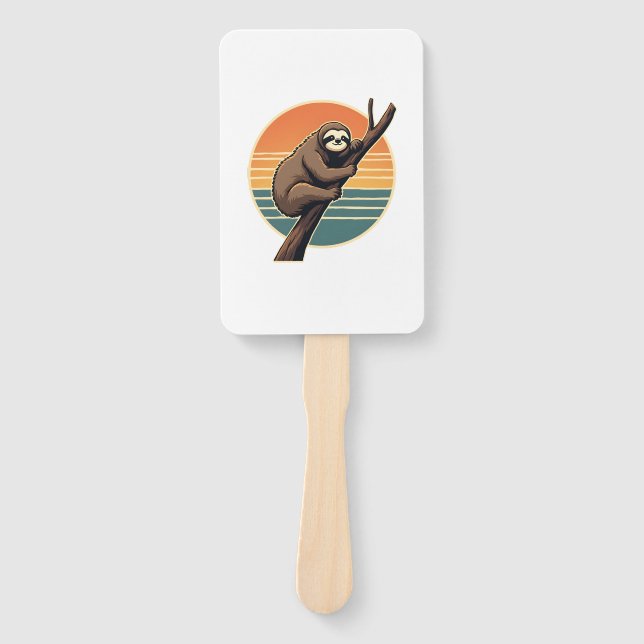 Éventail Vintage Sloth Sunset Vector Retro Hanging Art 2 (Devant)