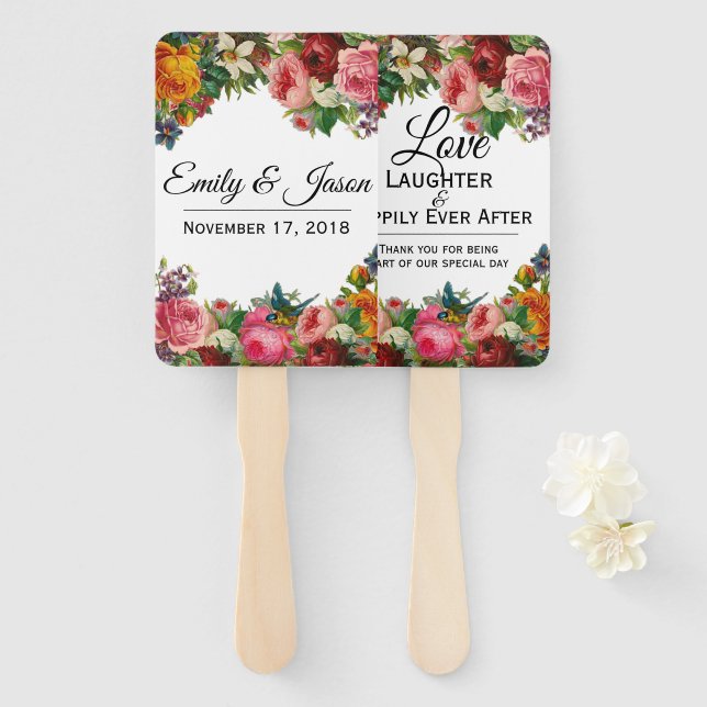 Éventail Vintages fans de mariage pour le jardin (Devant et derrière)
