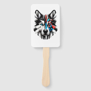 Éventail Visage de Husky Géométrique Design d'Art Moderne