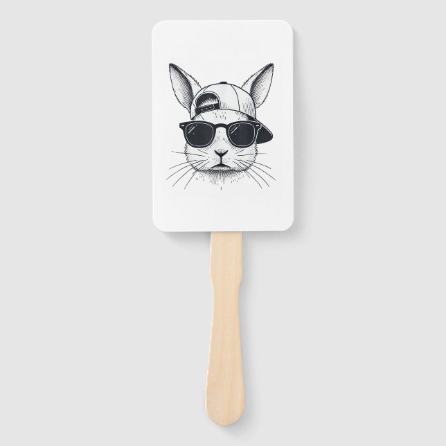 Éventail Visage de lapin avec lunettes de soleil Casquette  (Devant)