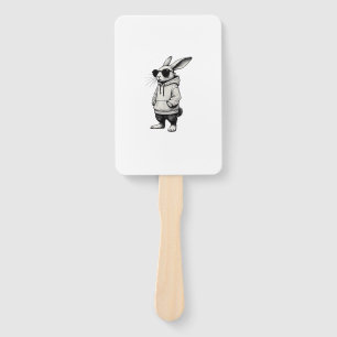 Éventail Visage de Lapin avec Lunettes de Soleil Jour de Pâ