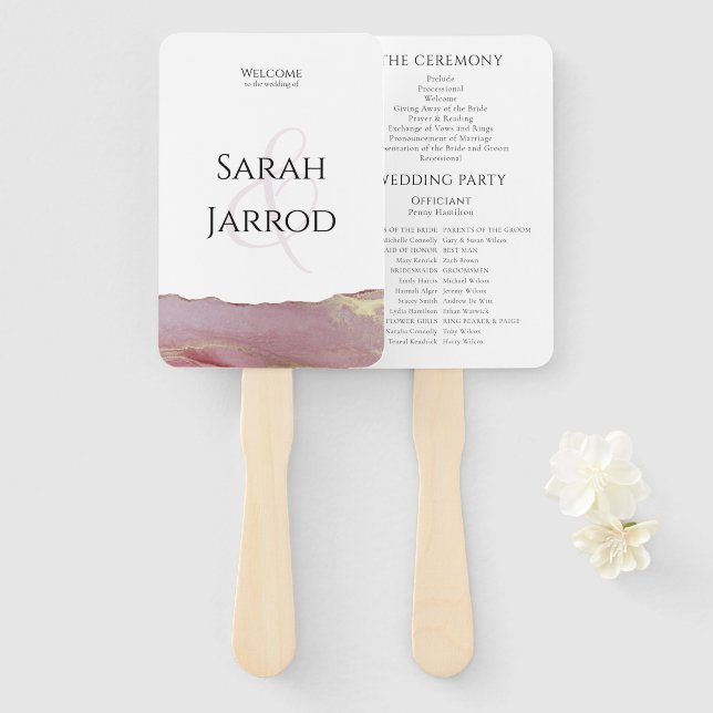 Éventail Viva Magenta Programme de mariage moderne Ensemble (Devant et derrière)