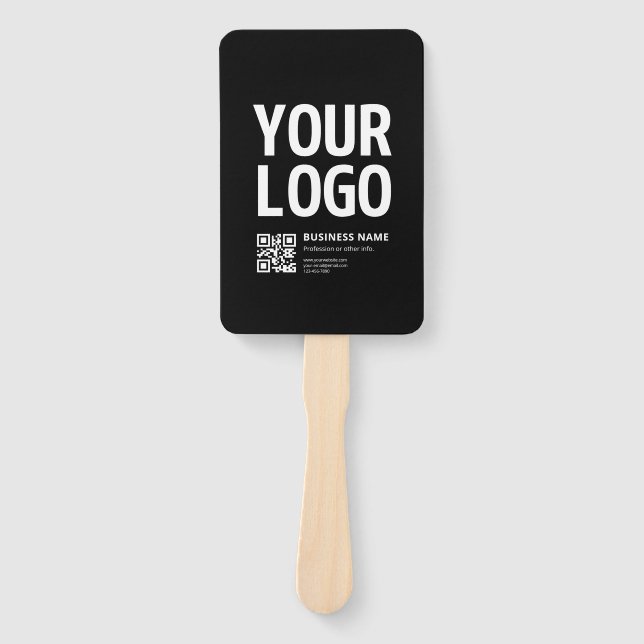 Éventail Votre logo avec QR code et texte modifiables (Devant)