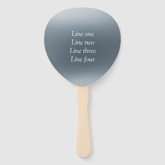 Éventail Votre message ici fond métallisé gris bleu (Devant)