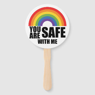 Éventail Vous êtes en sécurité avec moi Fierté LGBTQ Rainbo