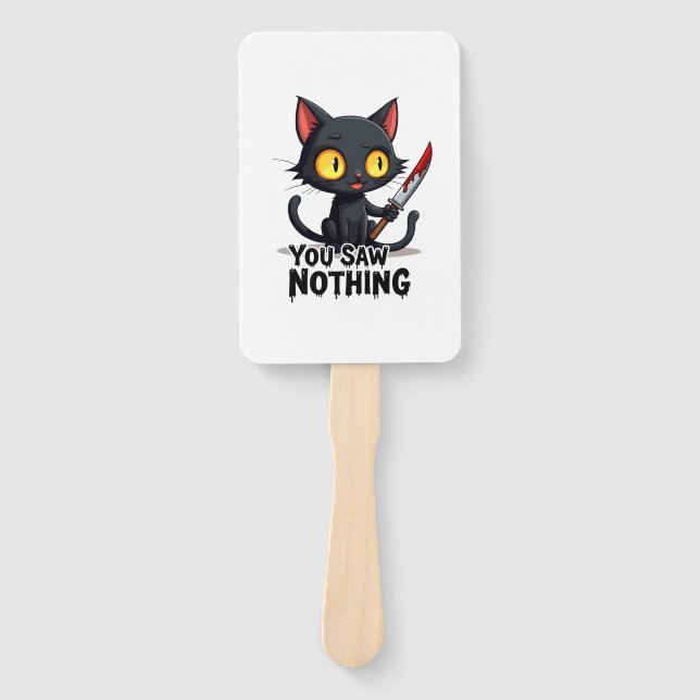 Éventail Vous N'avez Rien Vu Chat Noir Drôle Halloween (Devant)
