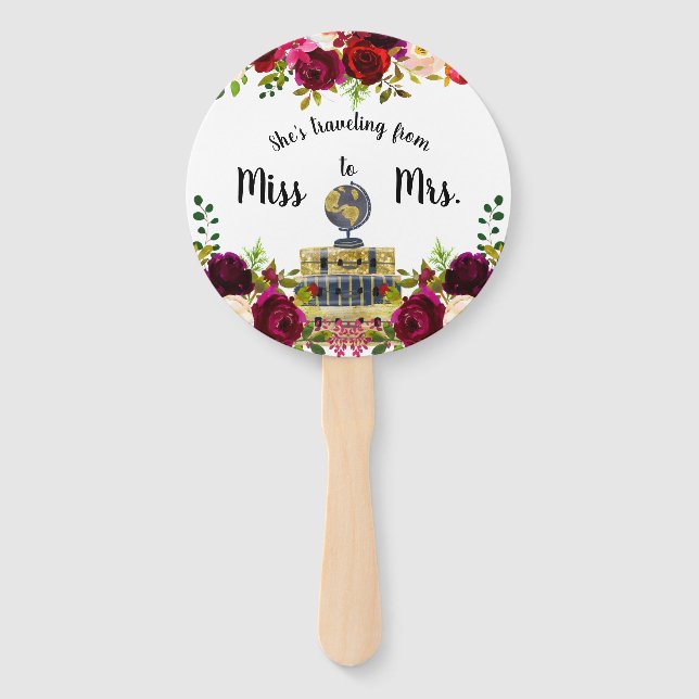 Éventail Voyager de Mlle à Mme nuptiale douche faveur (Devant)