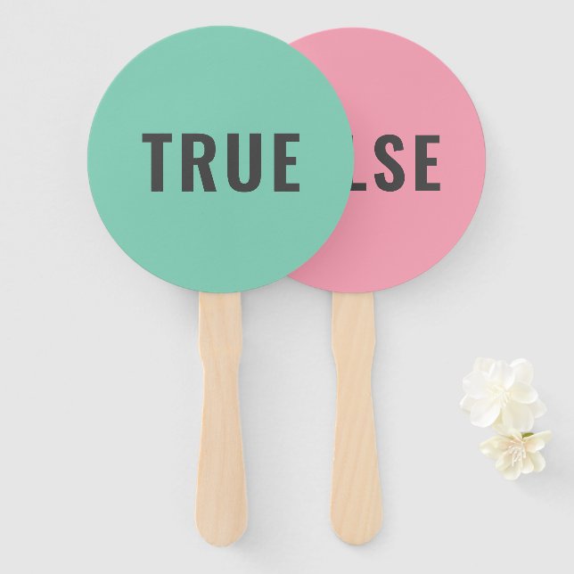 Éventail Vrai faux jeu | Rose vert Pastel moderne (Devant et derrière)