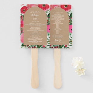 Éventail Watercolor Anemone Cardstock Programme de mariage 