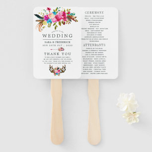Éventail Watercolor Boho Chic Floral Wedding Programme