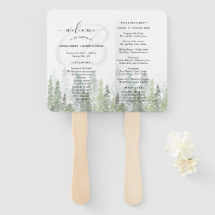 Éventail Watercolor Pine Woods Forest Wedding Programme