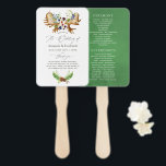 Éventail Watercolor Rustic Forest Wedding Programme<br><div class="desc">Ventilateurs branchés du programme de mariage des bois sauvages avec des bouquets d'aquarelle peints à la main avec des baies de forêt - bleuets,  mûres et sprigs,  cônes de pins,  fougères et cornes d'orignaux.</div>