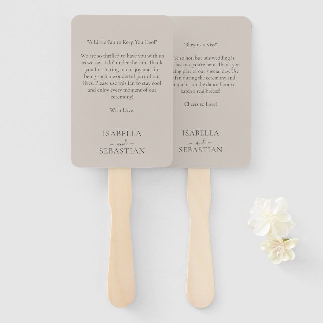 Éventail Wedding Beige Love Fun Quote (Devant et derrière)