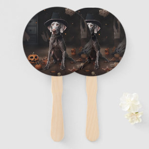 Éventail Weimaraner Citrouilles Halloween Épouvantable