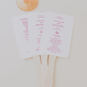 Éventail Whimsical Pink Doodle Wedding Programme