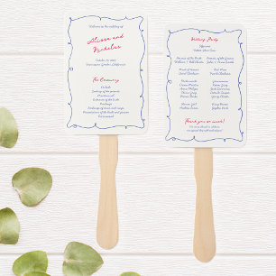 Éventail Whimsical Wavy Border & Script Wedding Programme