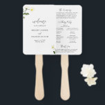 Éventail White Daisy Floral Rustic Wedding Programme<br><div class="desc">Élégant programme de mariage floral éventail main avec un agencement simple avec aquarelle peinte en blanc marguerite dans le coin supérieur gauche et le coin inférieur droit avec "bienvenue" dans un joli script manuscrit. Le dos a votre ordre de cérémonie, de mariage et message de remerciement. Cet éventail de mariées...</div>