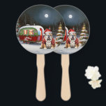 Éventail Winter Bulldog Caravan Christmas Adventure<br><div class="desc">Laissez-vous tenter par la magie d'une nuit d'hiver enneigée alors qu'une caravane glisse gracieusement à travers le paysage illuminé par la lune. La beauté sereine de la neige scintillante et l'éclat enchanteur de la lune créent une scène captivante, promettant une aventure de Noël inoubliable remplie de chaleur, de joie et...</div>