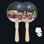 Éventail Winter French Bulldog Caravan Christmas Adventure<br><div class="desc">Laissez-vous tenter par la magie d'une nuit d'hiver enneigée alors qu'une caravane glisse gracieusement à travers le paysage illuminé par la lune. La beauté sereine de la neige scintillante et l'éclat enchanteur de la lune créent une scène captivante, promettant une aventure de Noël inoubliable remplie de chaleur, de joie et...</div>