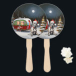 Éventail Winter Great Dane Caravan Christmas Adventure<br><div class="desc">Laissez-vous tenter par la magie d'une nuit d'hiver enneigée alors qu'une caravane glisse gracieusement à travers le paysage illuminé par la lune. La beauté sereine de la neige scintillante et l'éclat enchanteur de la lune créent une scène captivante, promettant une aventure de Noël inoubliable remplie de chaleur, de joie et...</div>
