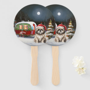 Éventail Winter Havanese Caravan Christmas Adventure