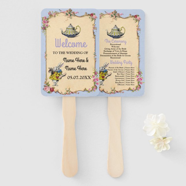 Éventail Wonderland Rabbit Wedding Programme de mariage Ven (Devant et derrière)