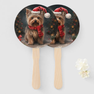 Éventail Yorkshire Terrier dans la neige Noël