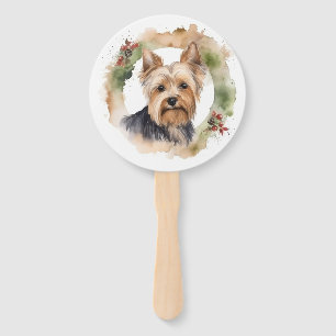 Éventail Yorkshire Terrier Fête de la couronne de Noël Coup
