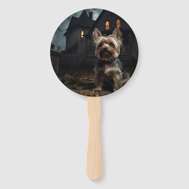 Éventail Yorkshire Terrier Halloween Épouvantable (Devant)