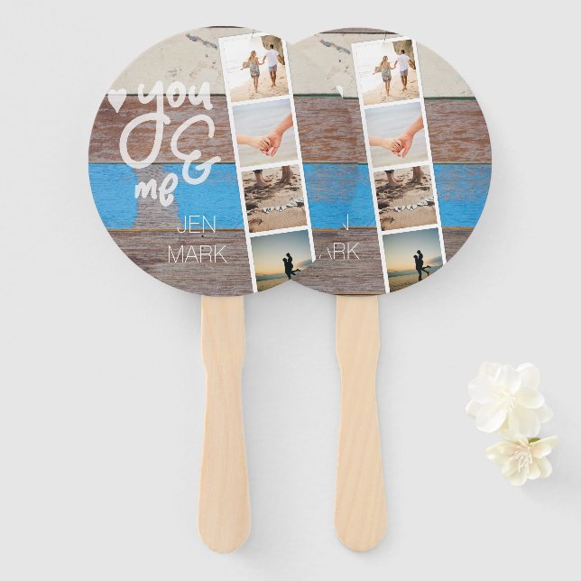 Éventail You & Me. Photo Collage de souvenirs. Panneau de b (Devant et derrière)