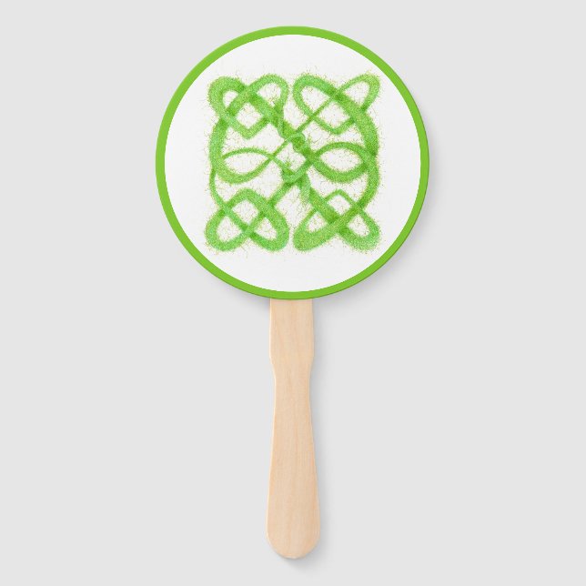 ÉVENTAILS À MAIN ROND GREEN CELTIC KNOT (Devant)