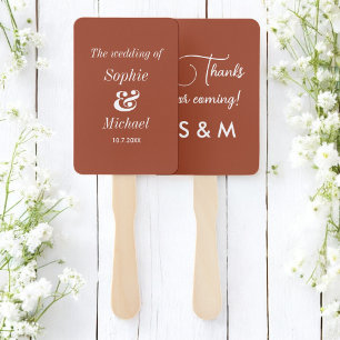 Éventails de cérémonie de mariage marron blanc