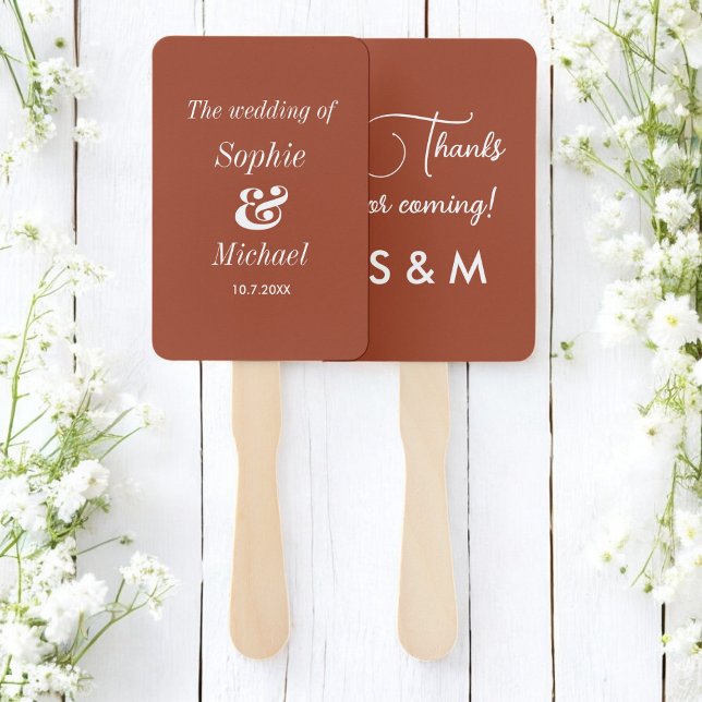 Éventails de cérémonie de mariage marron blanc (Créateur téléchargé)