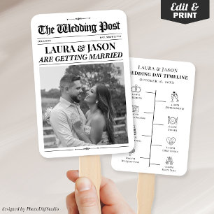 Éventails de main de journal de mariage, éventails